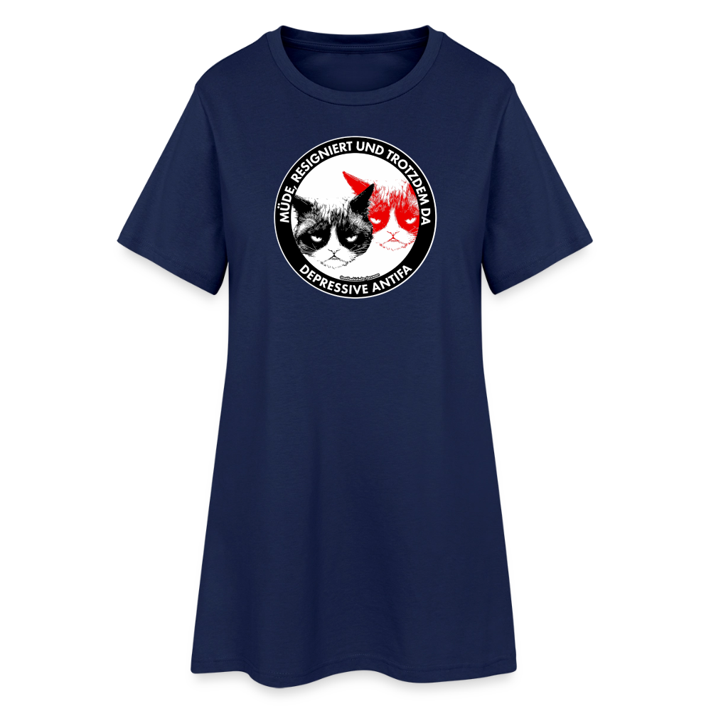 Depressive Antifa - Grumpy Cat T-Shirt-Kleid - Light Navy