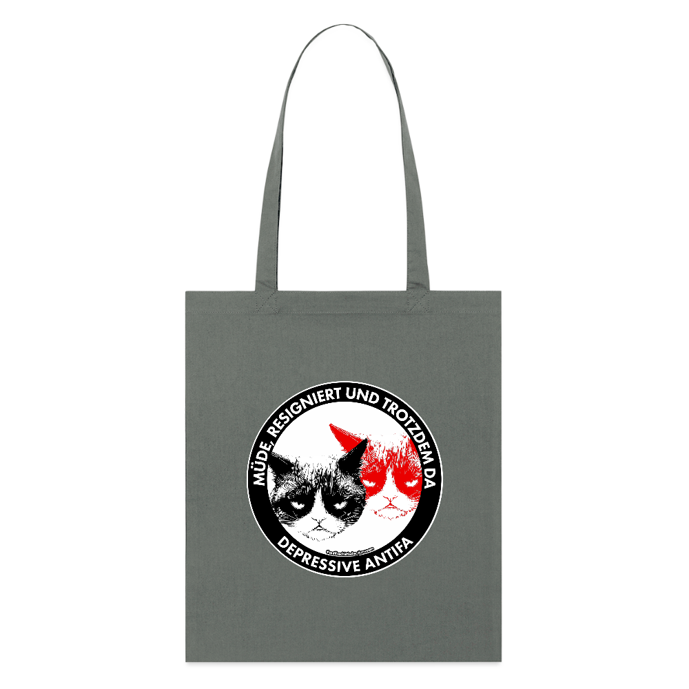 Depressive Antifa - Grumpy Cat Stoffbeutel - Bio - Anthrazit