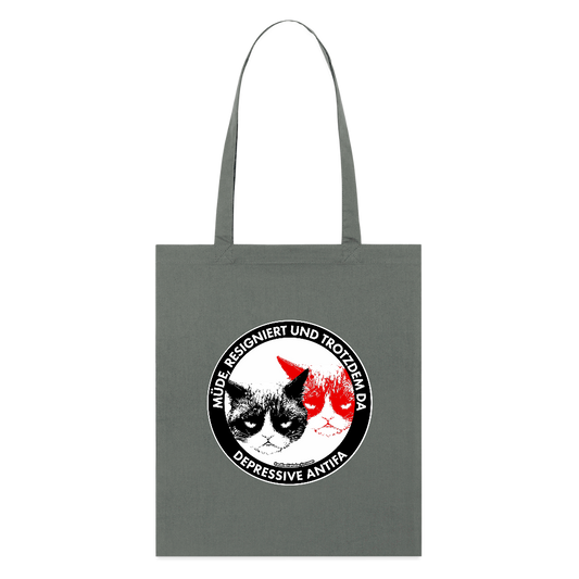 Depressive Antifa - Grumpy Cat Stoffbeutel - Bio - Anthrazit