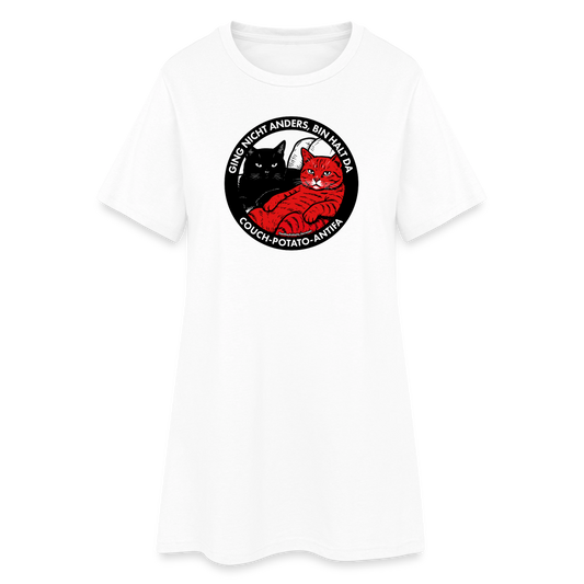 Couch-Potato-Antifa T-Shirt-Kleid - Weiß