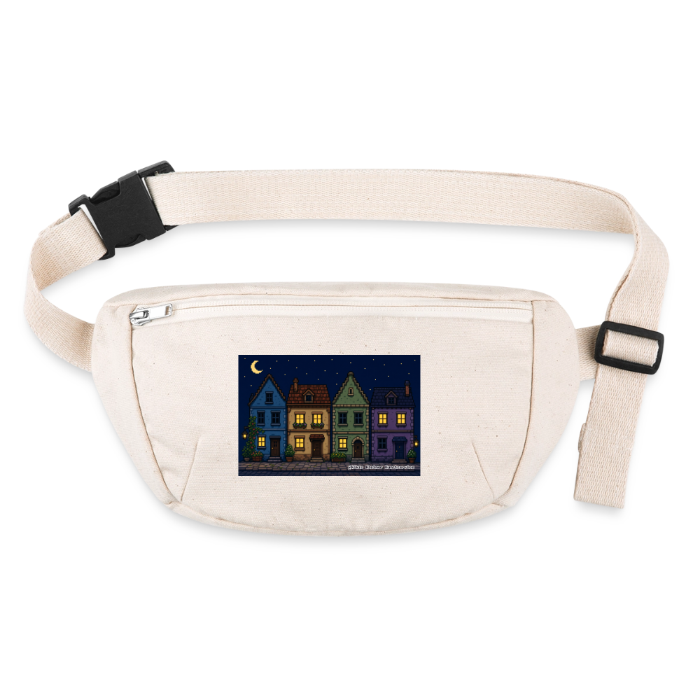 Häuser bei Nacht Gürteltasche - Bio - Naturweiß