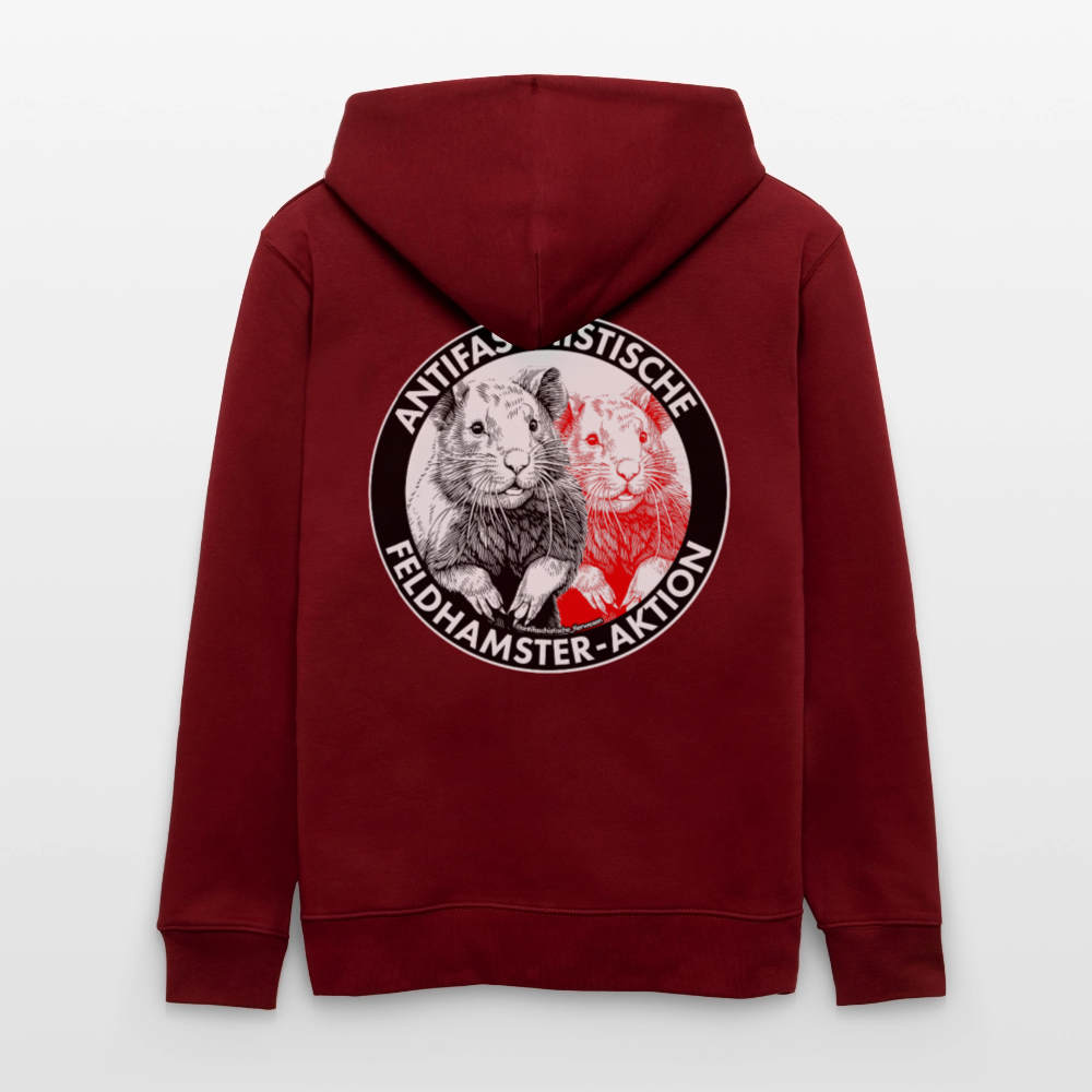 Feldhamster Kapuzenjacke - Unisex & Bio - Burgunderrot