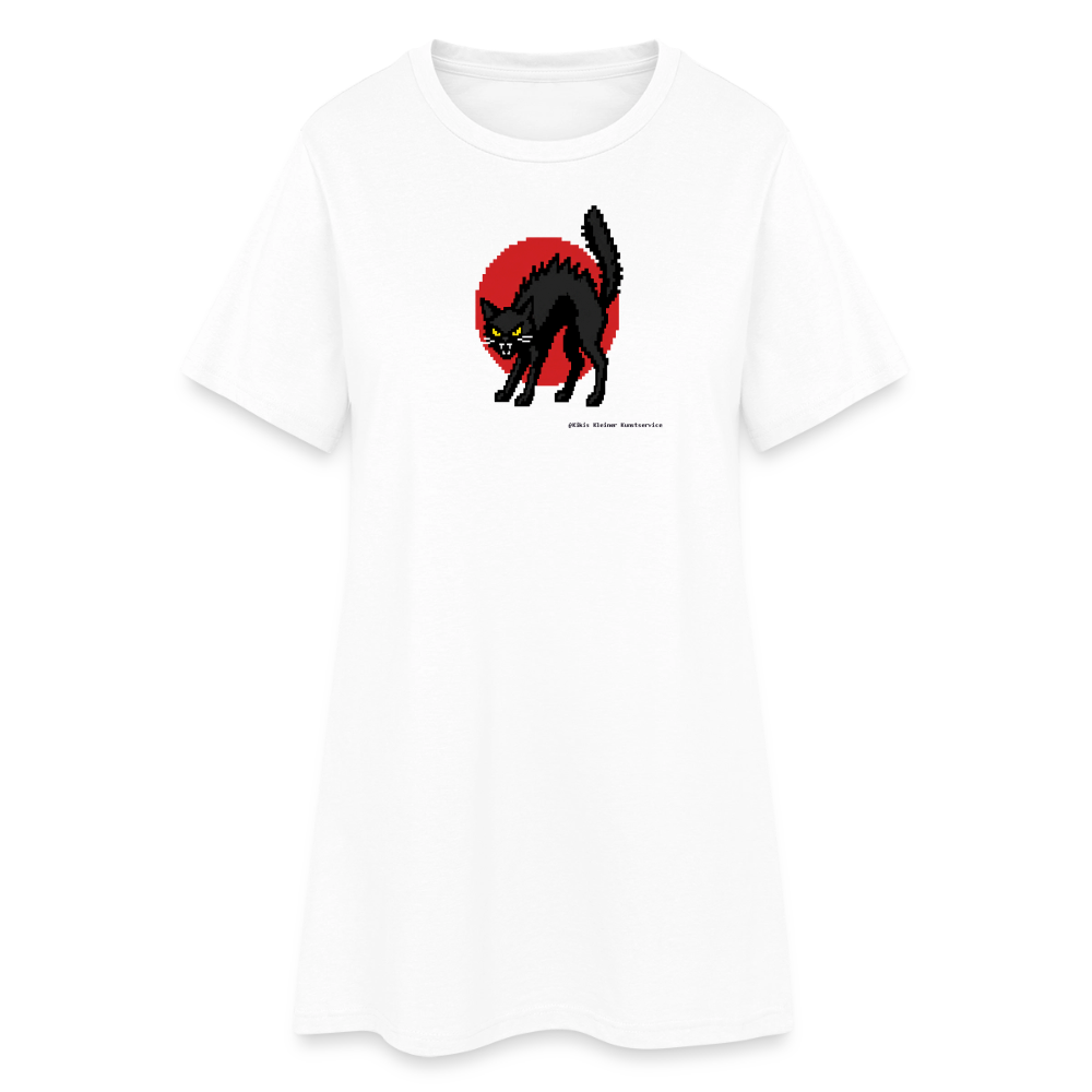 Sabotagekatze T-Shirt-Kleid - Weiß
