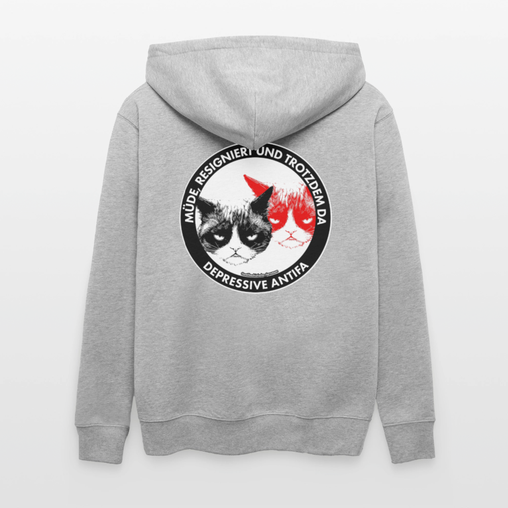 Depressive Antifa - Grumpy Cat Kapuzenjacke - Unisex & Bio - Grau meliert