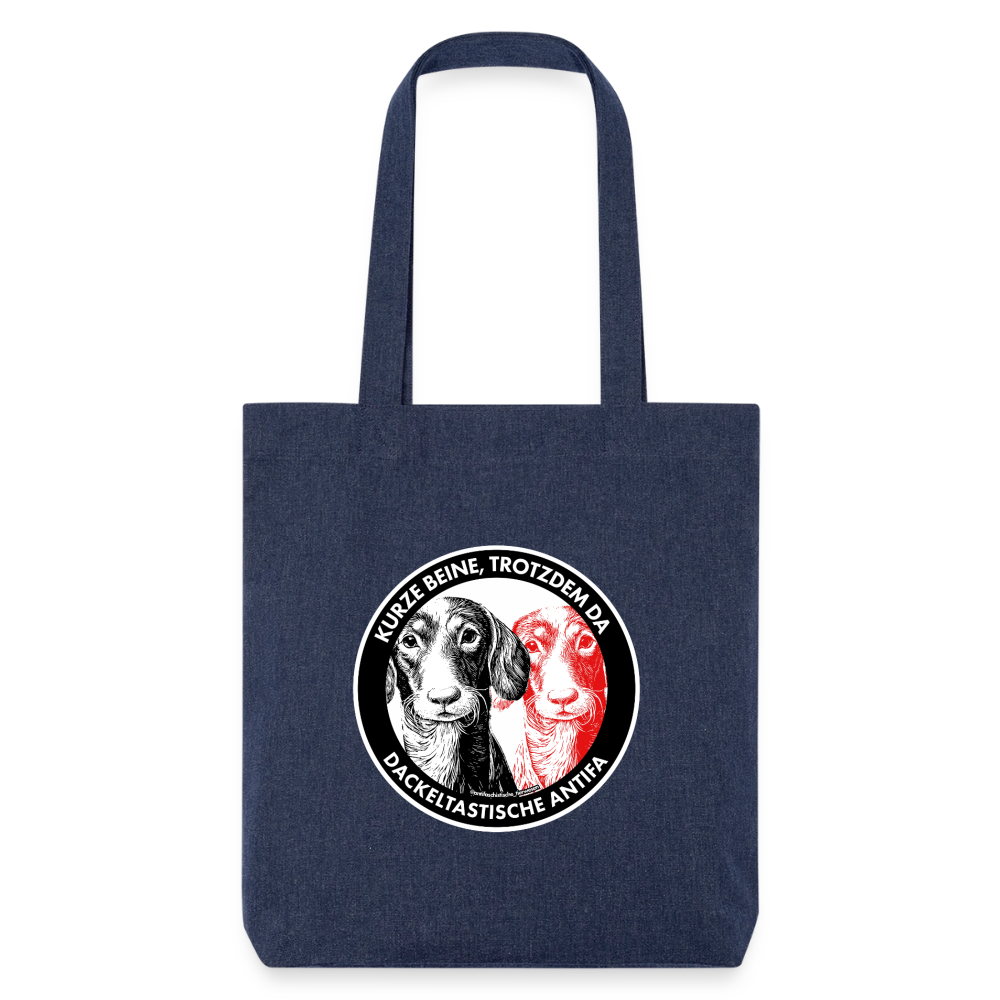 Dackeltastische Antifa Stoffbeutel - Recycelt Heavyweight - melange Blue