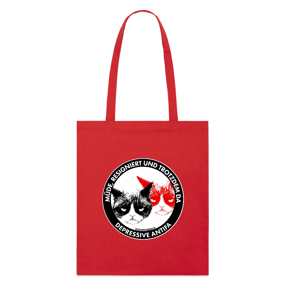 Depressive Antifa - Grumpy Cat Stoffbeutel - Bio - Rot