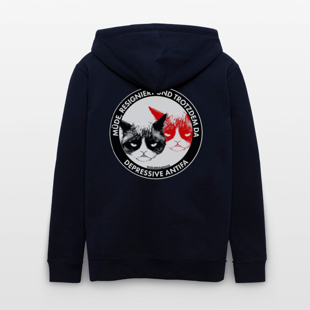 Depressive Antifa - Grumpy Cat Kapuzenjacke - Unisex & Bio - Navy