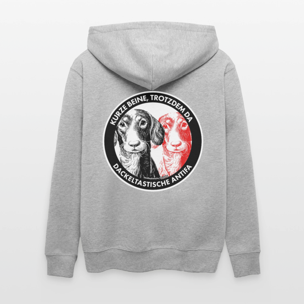 Dackeltastische Antifa Kapuzenjacke - Unisex & Bio - Grau meliert
