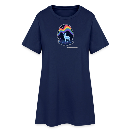 Reh im Polarlicht T-Shirt-Kleid - Light Navy