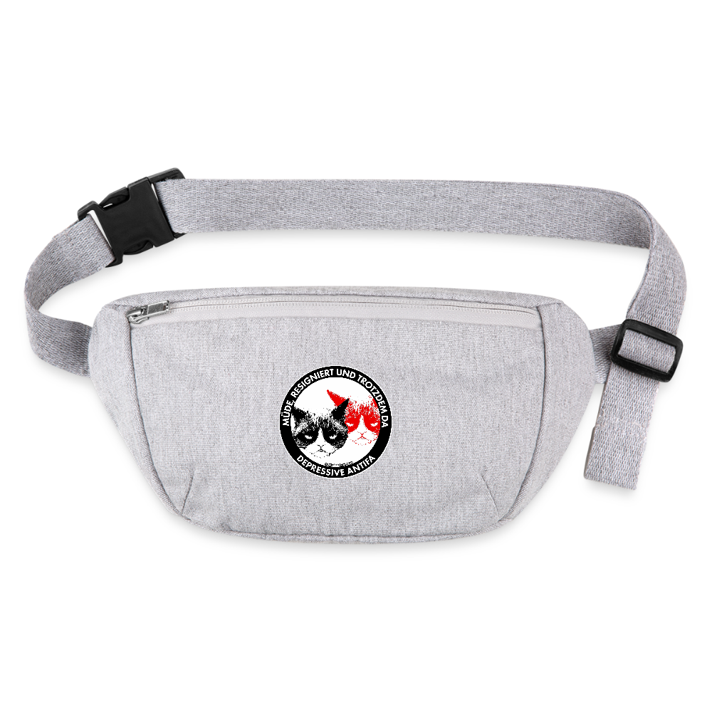 Depressive Antifa - Grumpy Cat Gürteltasche - Bio - Grau meliert