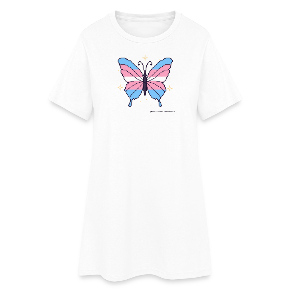 Trans-Schmetterling T-Shirt-Kleid - Weiß