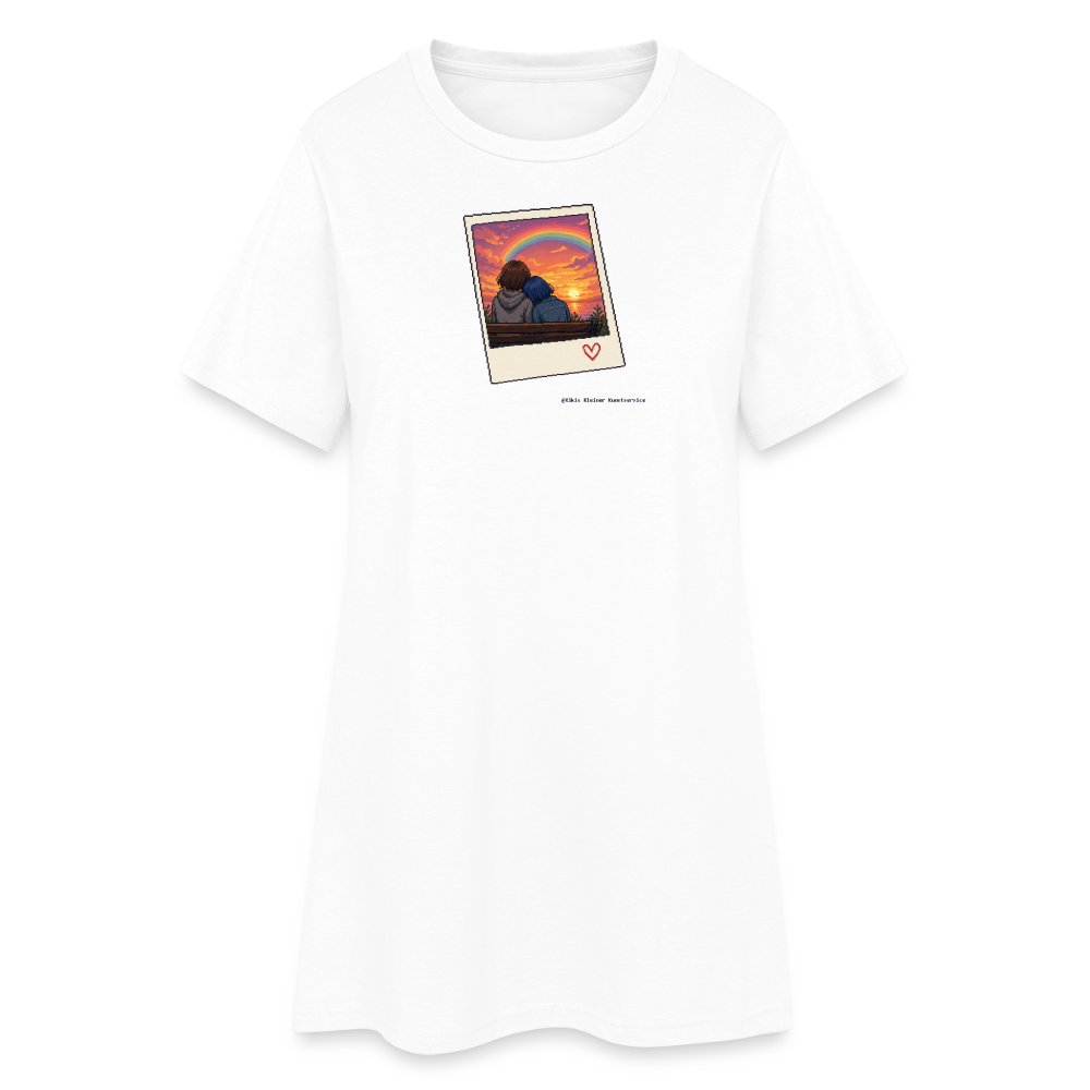 Polaroid Sonnenuntergang T-Shirt-Kleid - Weiß