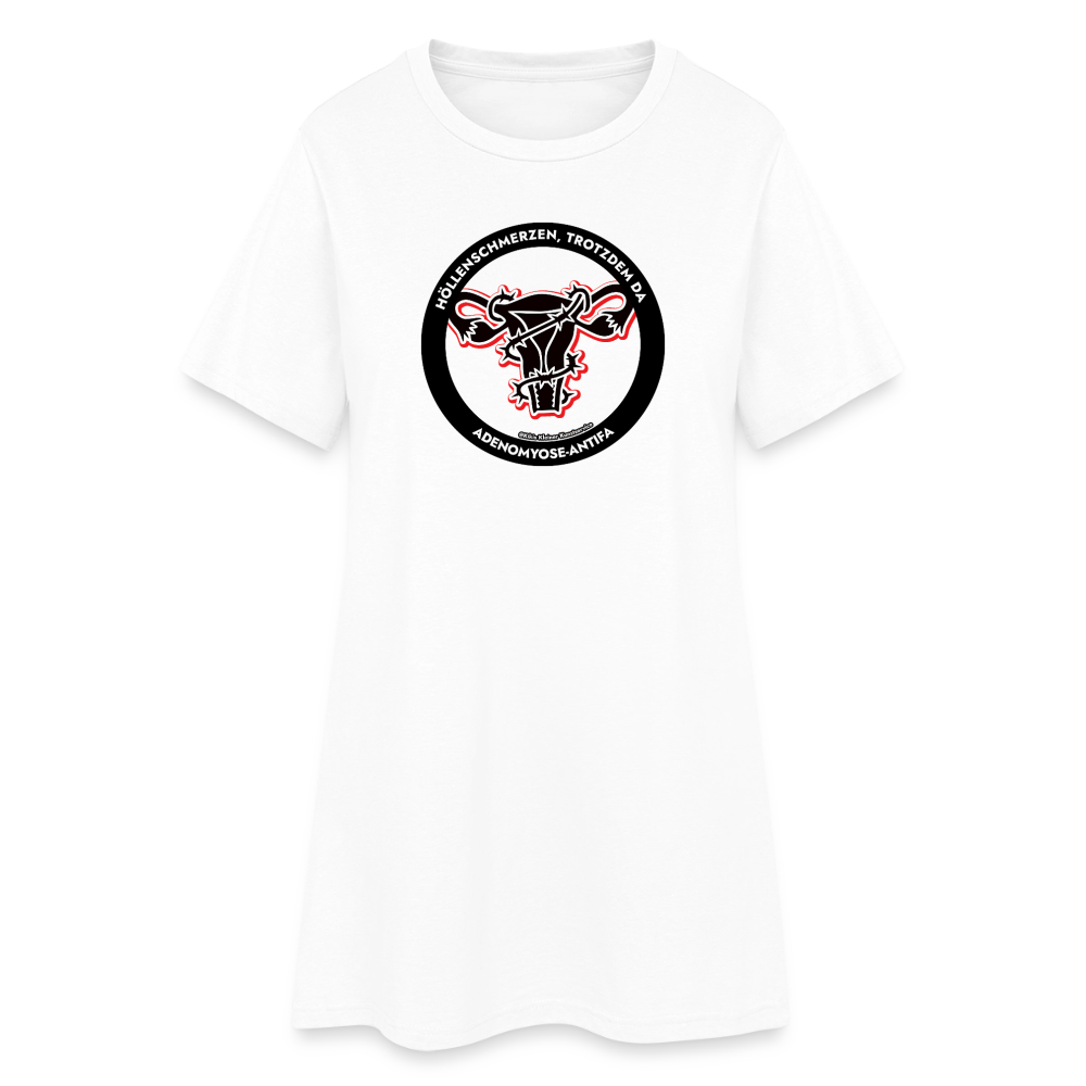 Adenomyose-Antifa T-Shirt-Kleid - Weiß