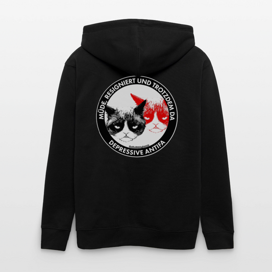 Depressive Antifa - Grumpy Cat Kapuzenjacke - Unisex & Bio - Schwarz