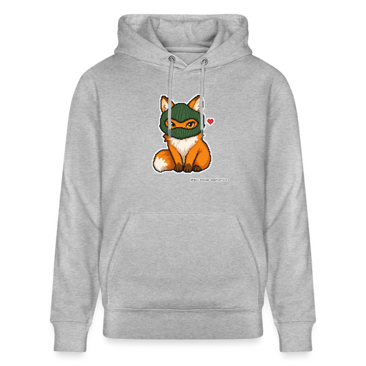 Fuchs mit grüner Sturmhaube Hoodie - Unisex & Bio - Grau meliert