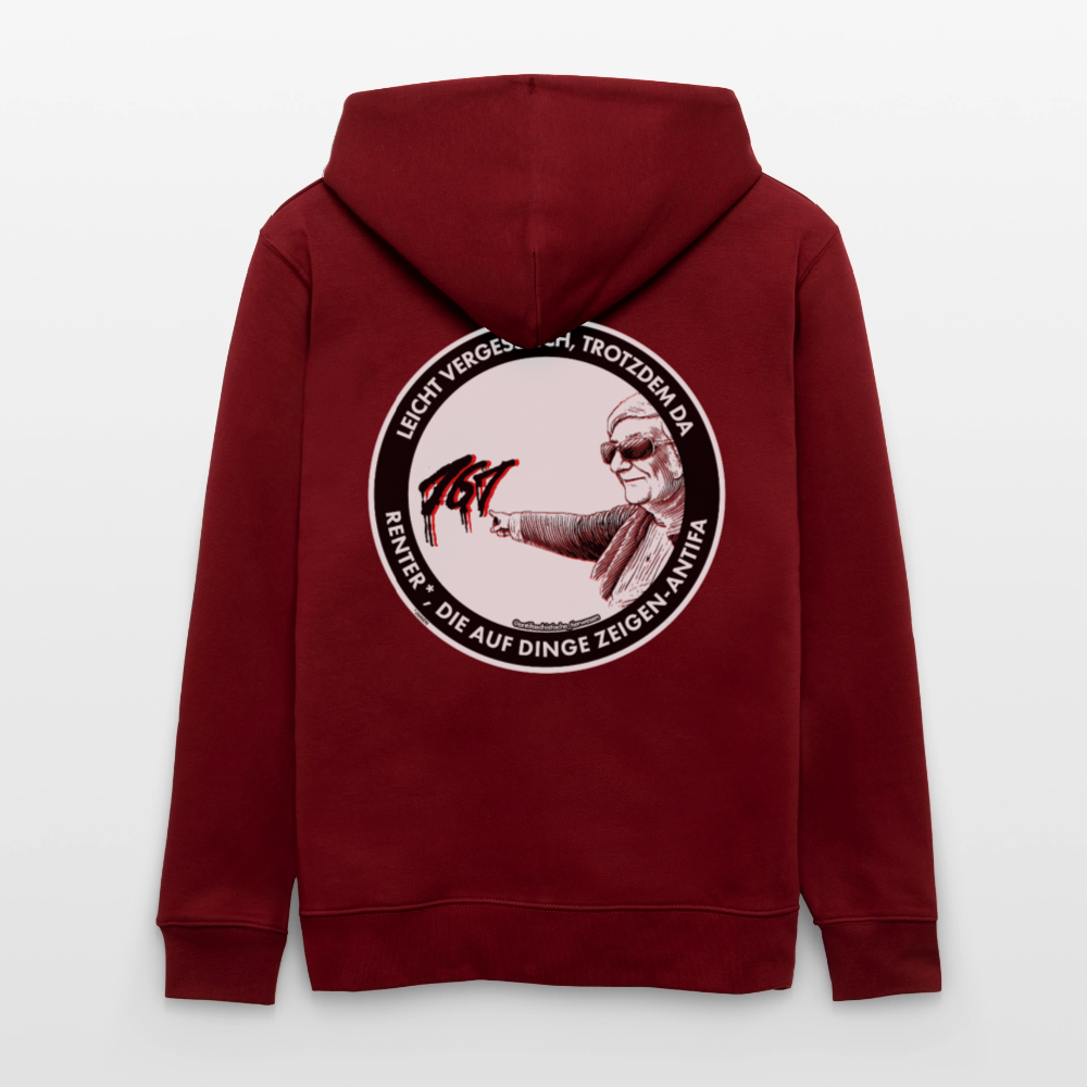 Rentner*innen-Antifa Kapuzenjacke - Unisex & Bio - Burgunderrot