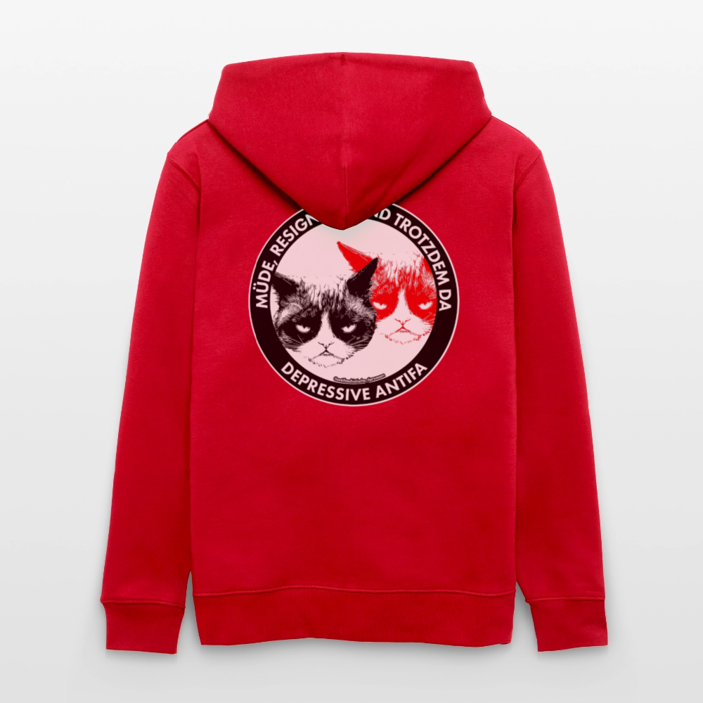 Depressive Antifa - Grumpy Cat Kapuzenjacke - Unisex & Bio - Rot
