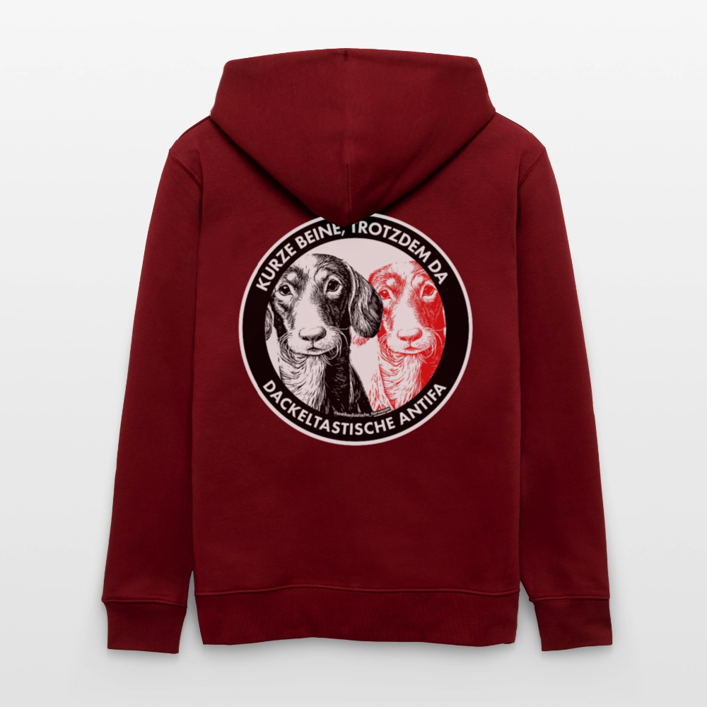 Dackeltastische Antifa Kapuzenjacke - Unisex & Bio - Burgunderrot