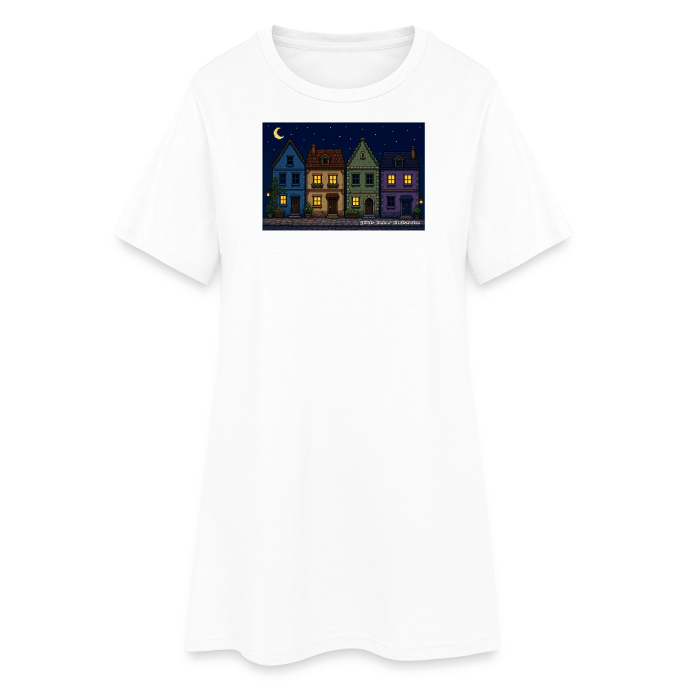 Häuser bei Nacht T-Shirt-Kleid - Weiß
