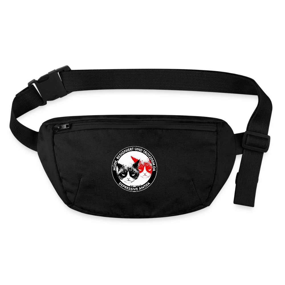 Depressive Antifa - Grumpy Cat Gürteltasche - Bio - Schwarz