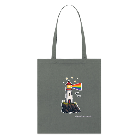 Regenbogen-Leuchtturm Stoffbeutel - Bio - Anthrazit