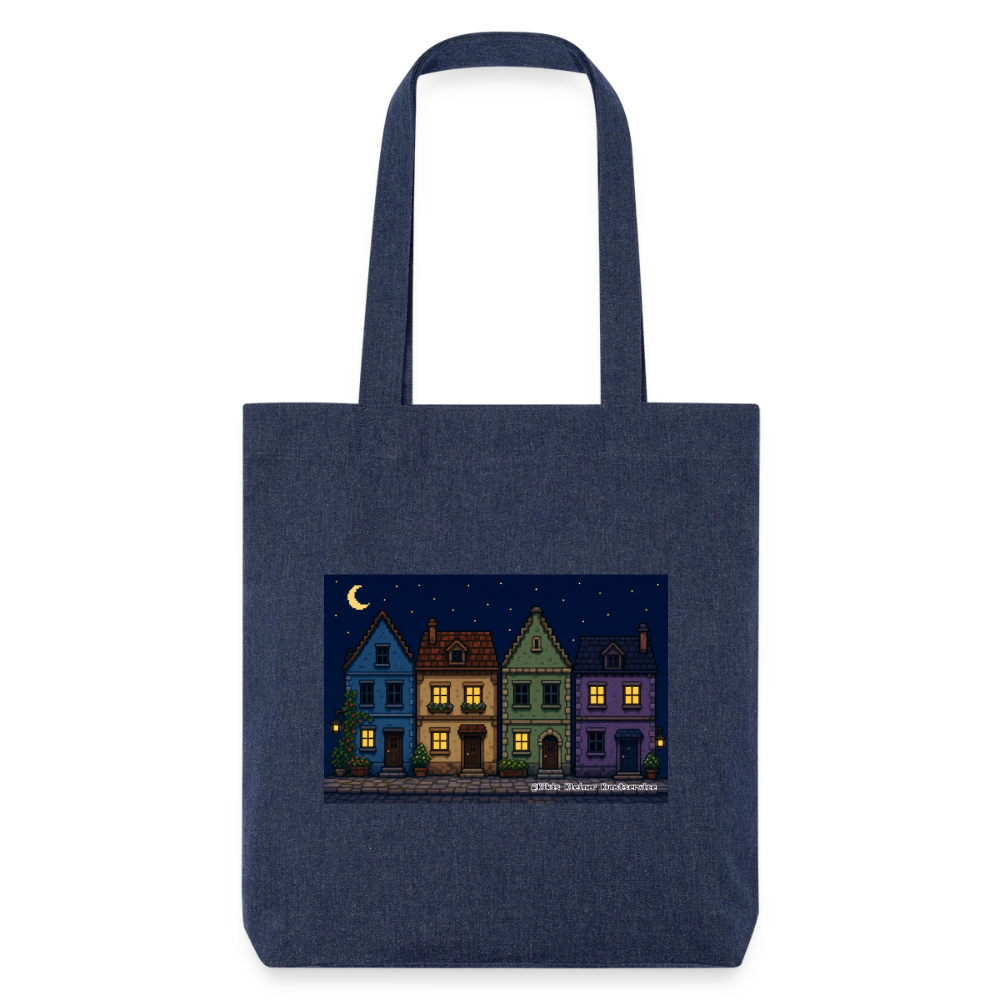 Häuser bei Nacht Stoffbeutel - Recycelt Heavyweight - melange Blue