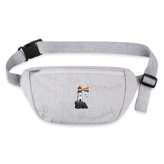 Regenbogen-Leuchtturm Gürteltasche - Bio - Grau meliert