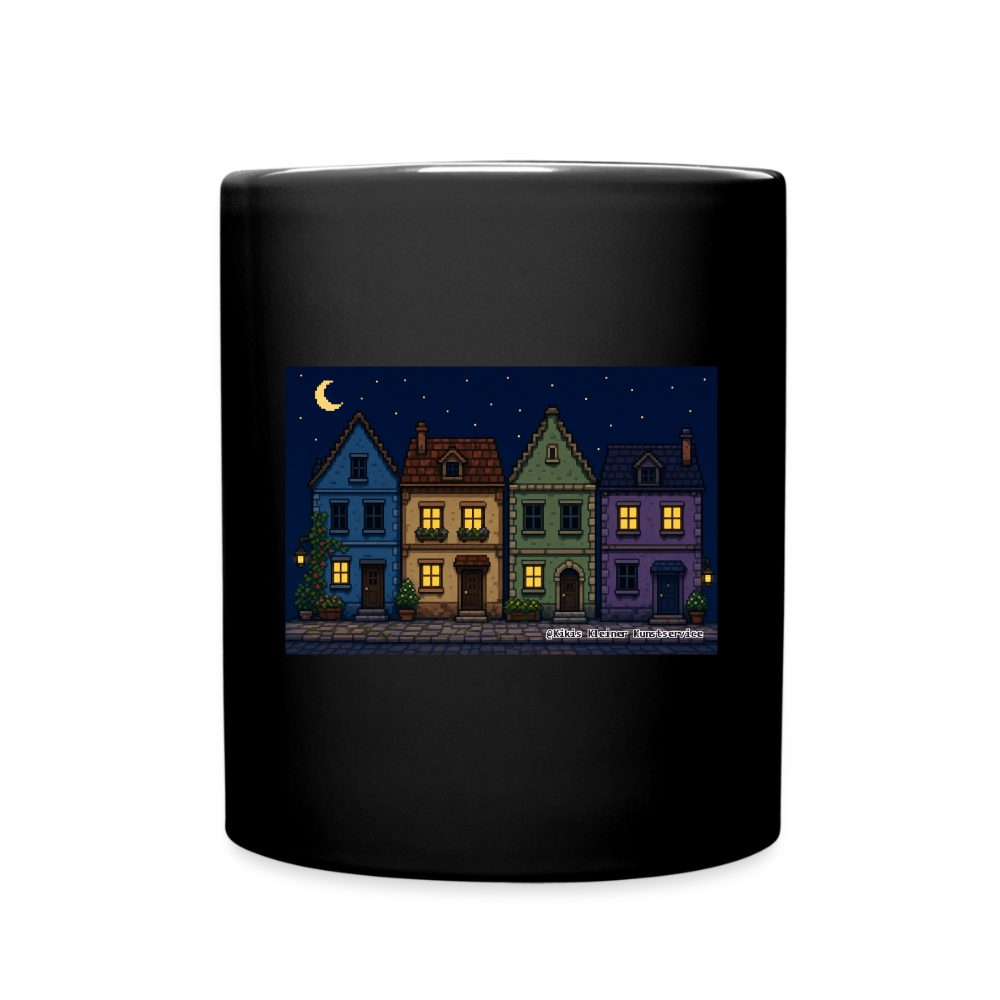 Häuser bei Nacht Keramik-Tasse - Schwarz