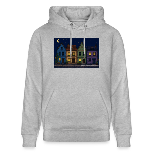 Häuser bei Nacht Hoodie - Unisex & Bio - Grau meliert