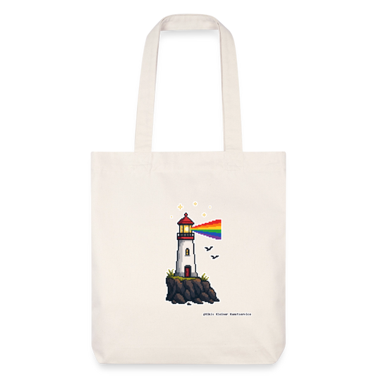 Regenbogen-Leuchtturm Stoffbeutel - Recycelt Heavyweight - Naturweiß