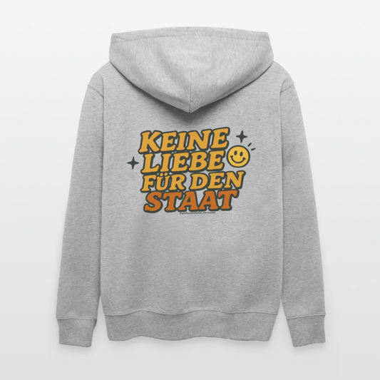 Keine Liebe für den Staat Kapuzenjacke - Unisex & Bio - Grau meliert