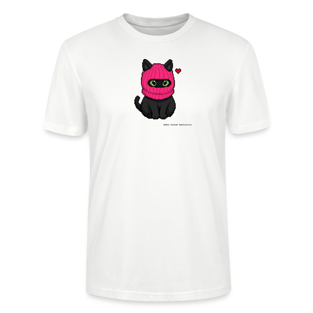 Katze mit pinker Sturmhaube T-Shirt - Unisex & Bio - Weiß