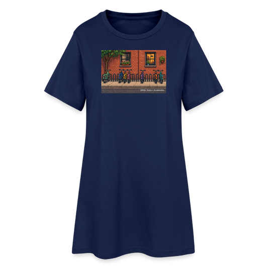 Fahrräder an der Backsteinwand T-Shirt-Kleid - Light Navy