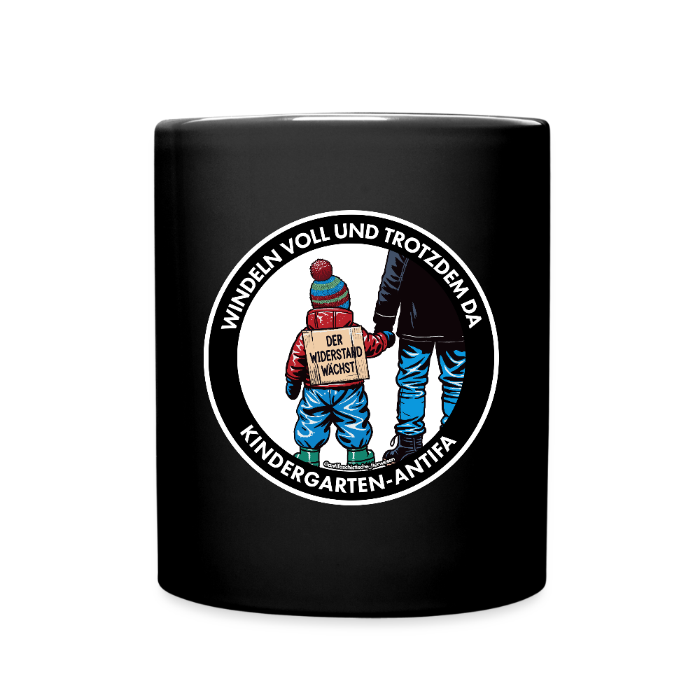 Kindergarten-Antifa Keramik-Tasse - Schwarz