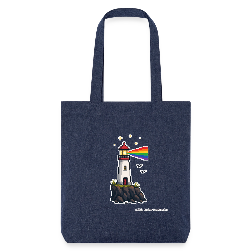 Regenbogen-Leuchtturm Stoffbeutel - Recycelt Heavyweight - melange Blue