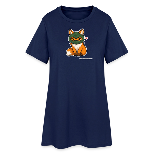 Fuchs mit grüner Sturmhaube T-Shirt-Kleid - Light Navy