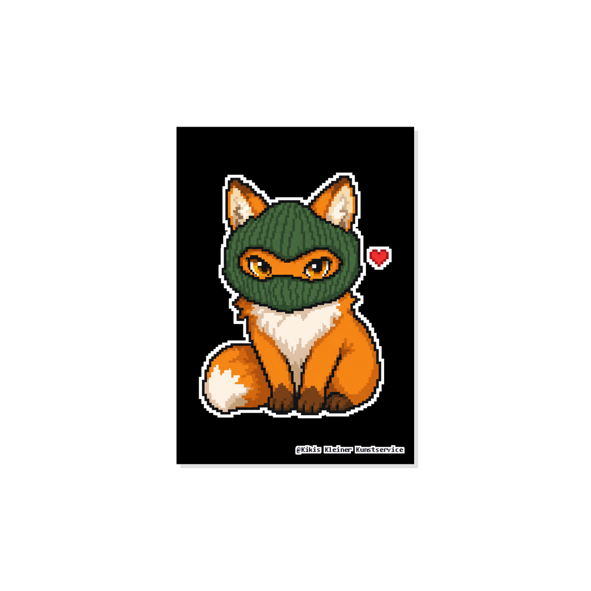 Fuchs mit grüner Sturmhaube Sticker im Pixel-Look, Kikis Kleiner Kunstservice
