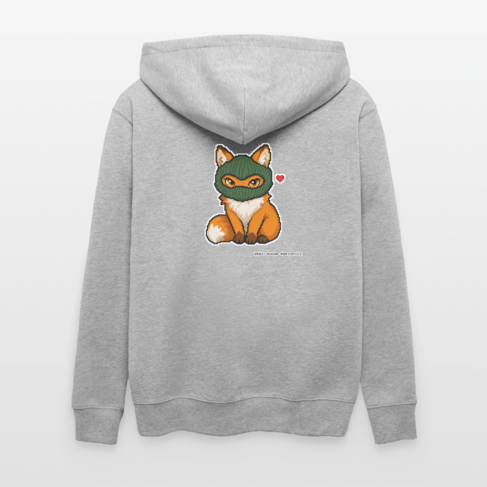 Fuchs mit grüner Sturmhaube Kapuzenjacke - Unisex & Bio - Grau meliert