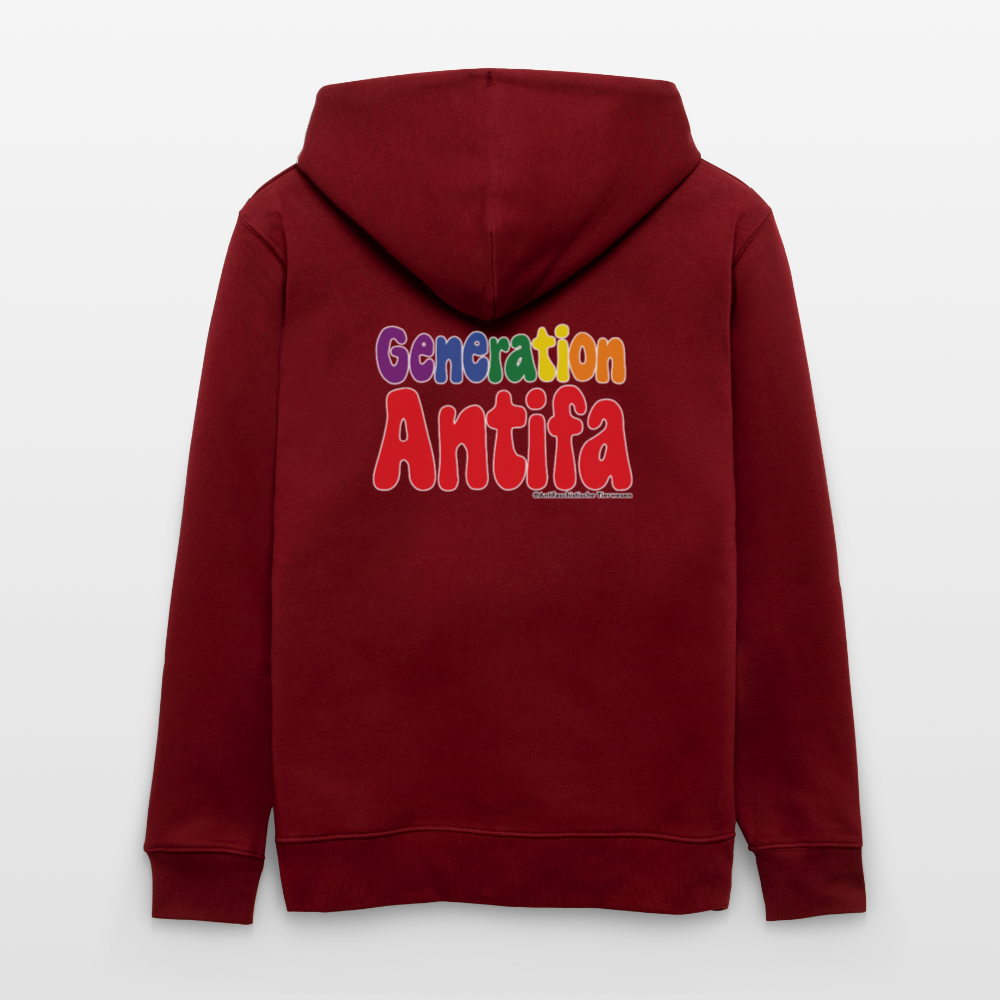 Generation Antifa Kapuzenjacke - Unisex & Bio - Burgunderrot