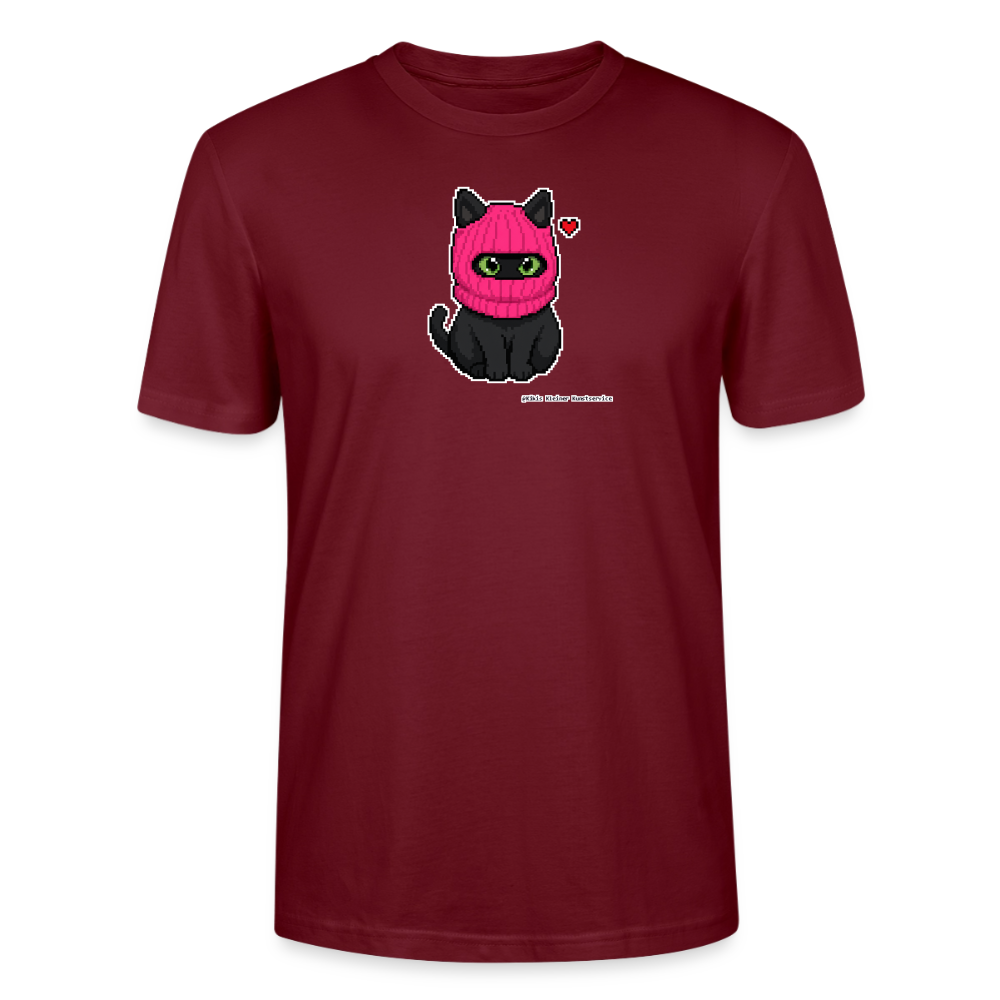 Katze mit pinker Sturmhaube T-Shirt - Unisex & Bio - Burgunderrot
