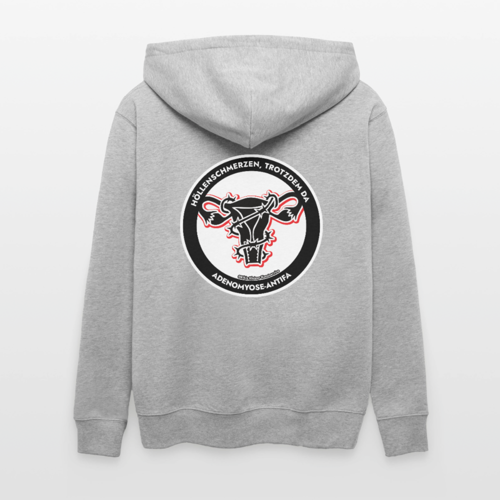 Adenomyose-Antifa Kapuzenjacke - Unisex & Bio - Grau meliert