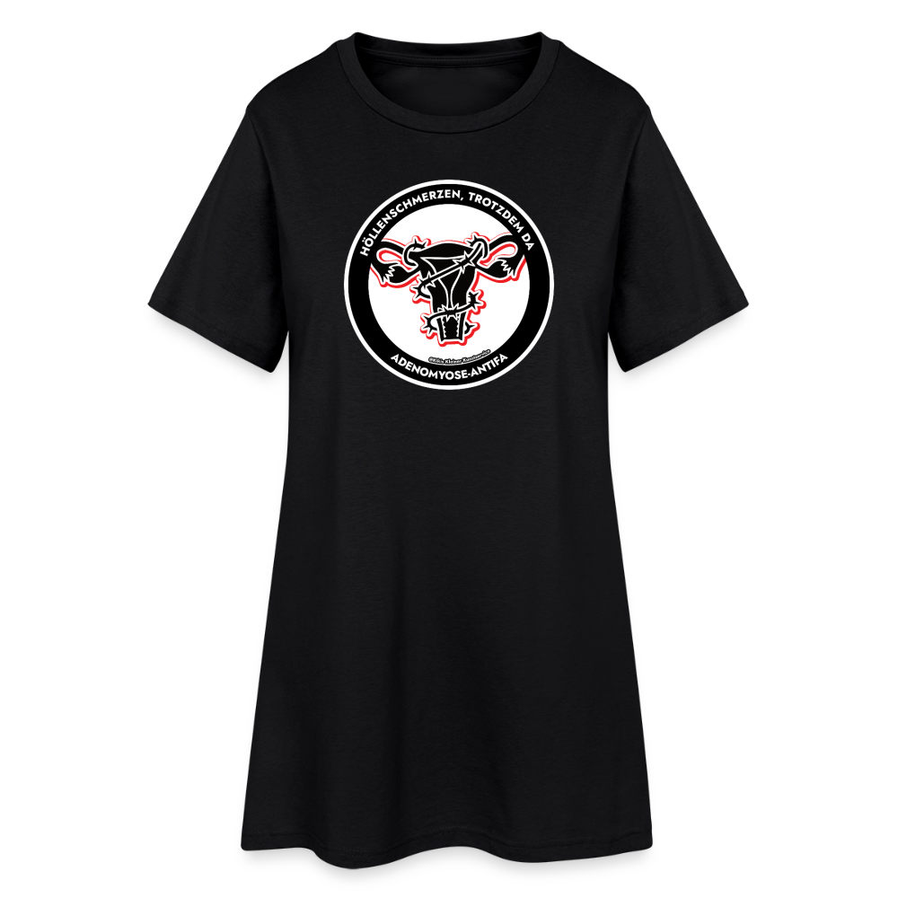Adenomyose-Antifa T-Shirt-Kleid - Schwarz