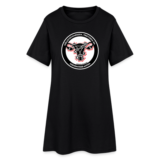 Adenomyose-Antifa T-Shirt-Kleid - Schwarz
