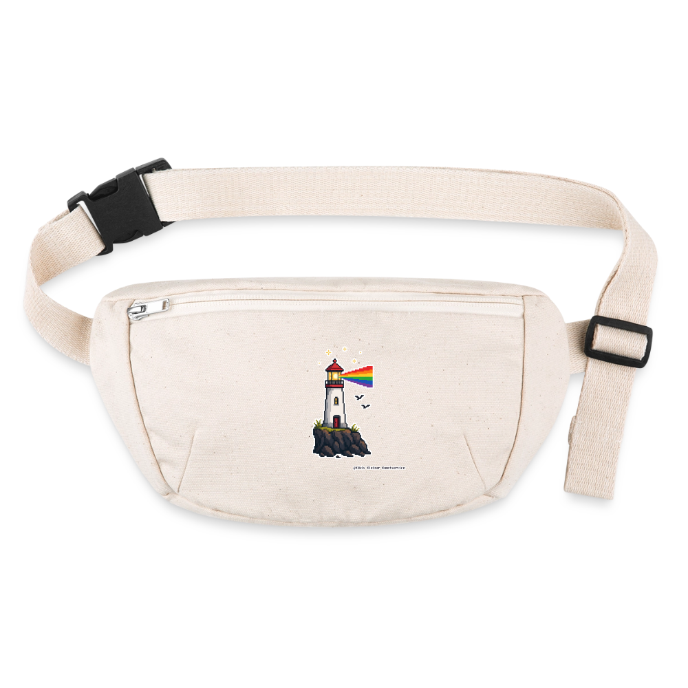Regenbogen-Leuchtturm Gürteltasche - Bio - Naturweiß