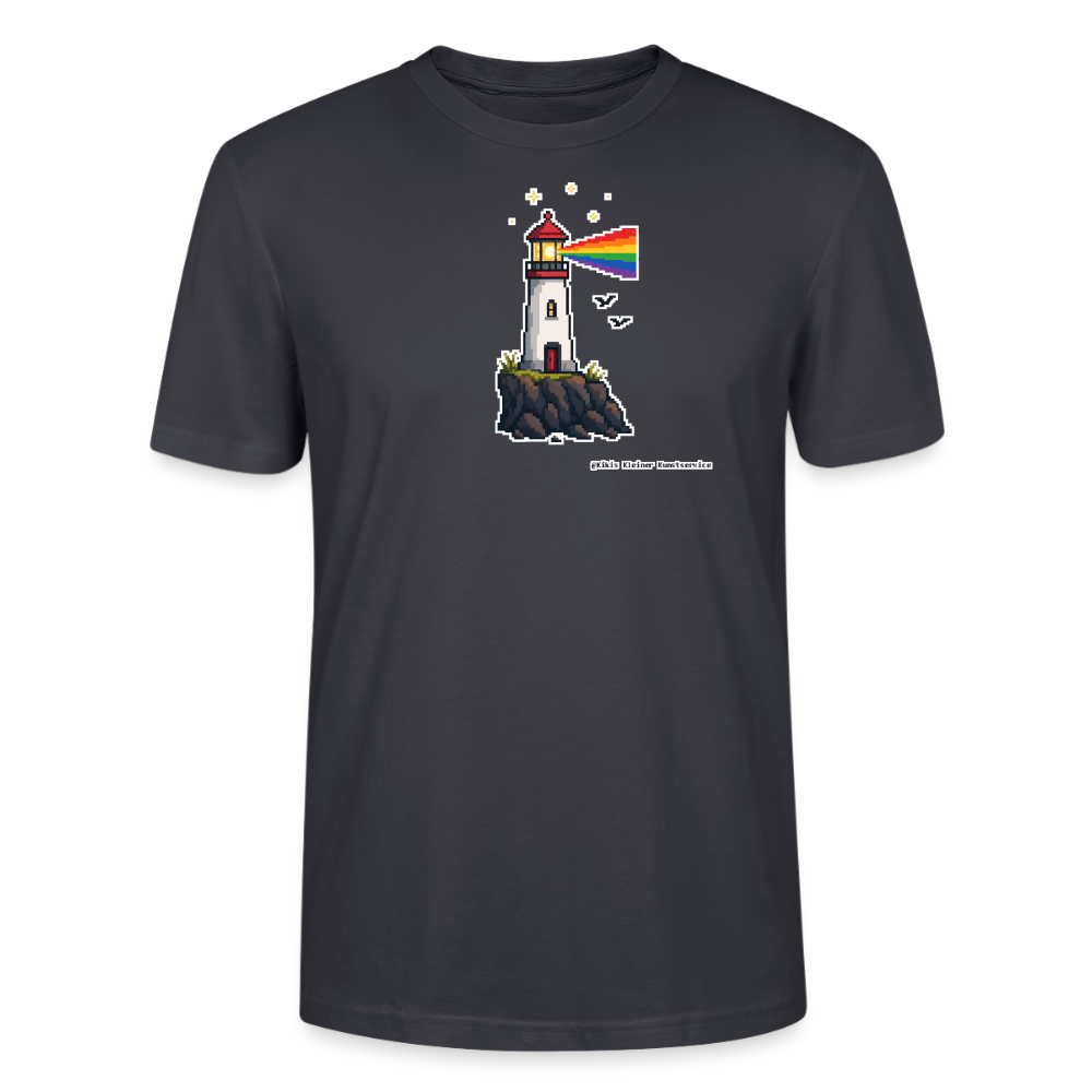 Regenbogen-Leuchtturm T-Shirt - Unisex & Bio - Dunkles Graublau