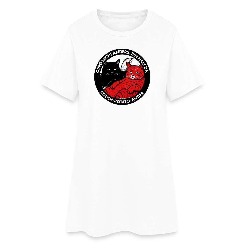 Couch-Potato-Antifa T-Shirt-Kleid - Weiß