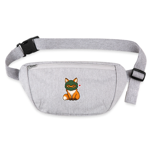 Fuchs mit grüner Sturmhaube Gürteltasche - Bio - Grau meliert