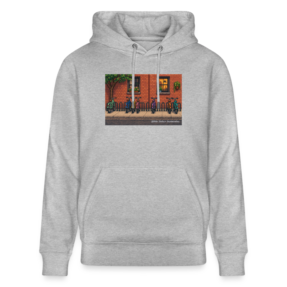 Fahrräder an der Backsteinwand Hoodie - Unisex & Bio - Grau meliert