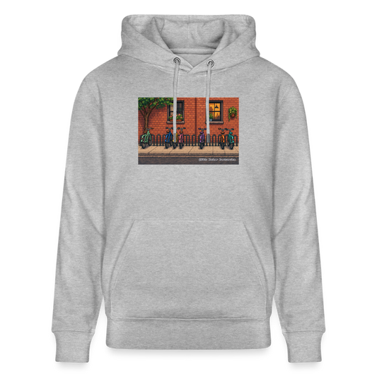 Fahrräder an der Backsteinwand Hoodie - Unisex & Bio - Grau meliert