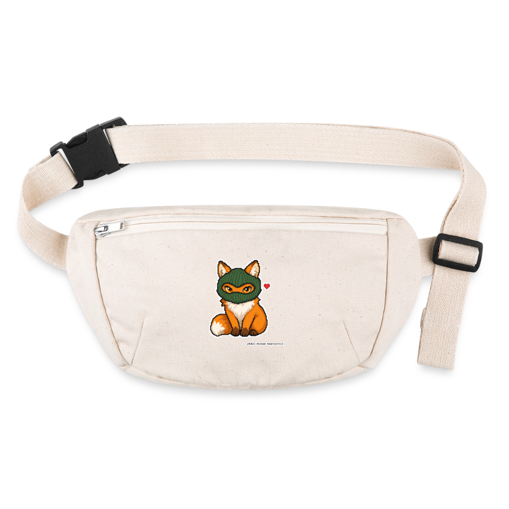 Fuchs mit grüner Sturmhaube Gürteltasche - Bio - Naturweiß